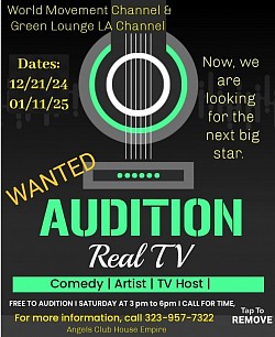 Audtion for up coming TV, Movies, for Comic and Performing artists.